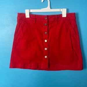 J crew Mercantile Jean Skirt Red Button Up